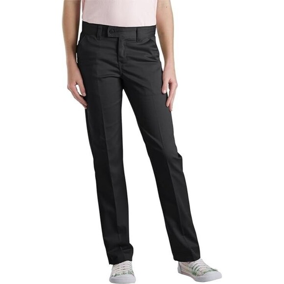 Dickies Big Girl's Stretch Twill Pants Slim Fit Straight Leg Black Size 16 - Picture 1 of 16